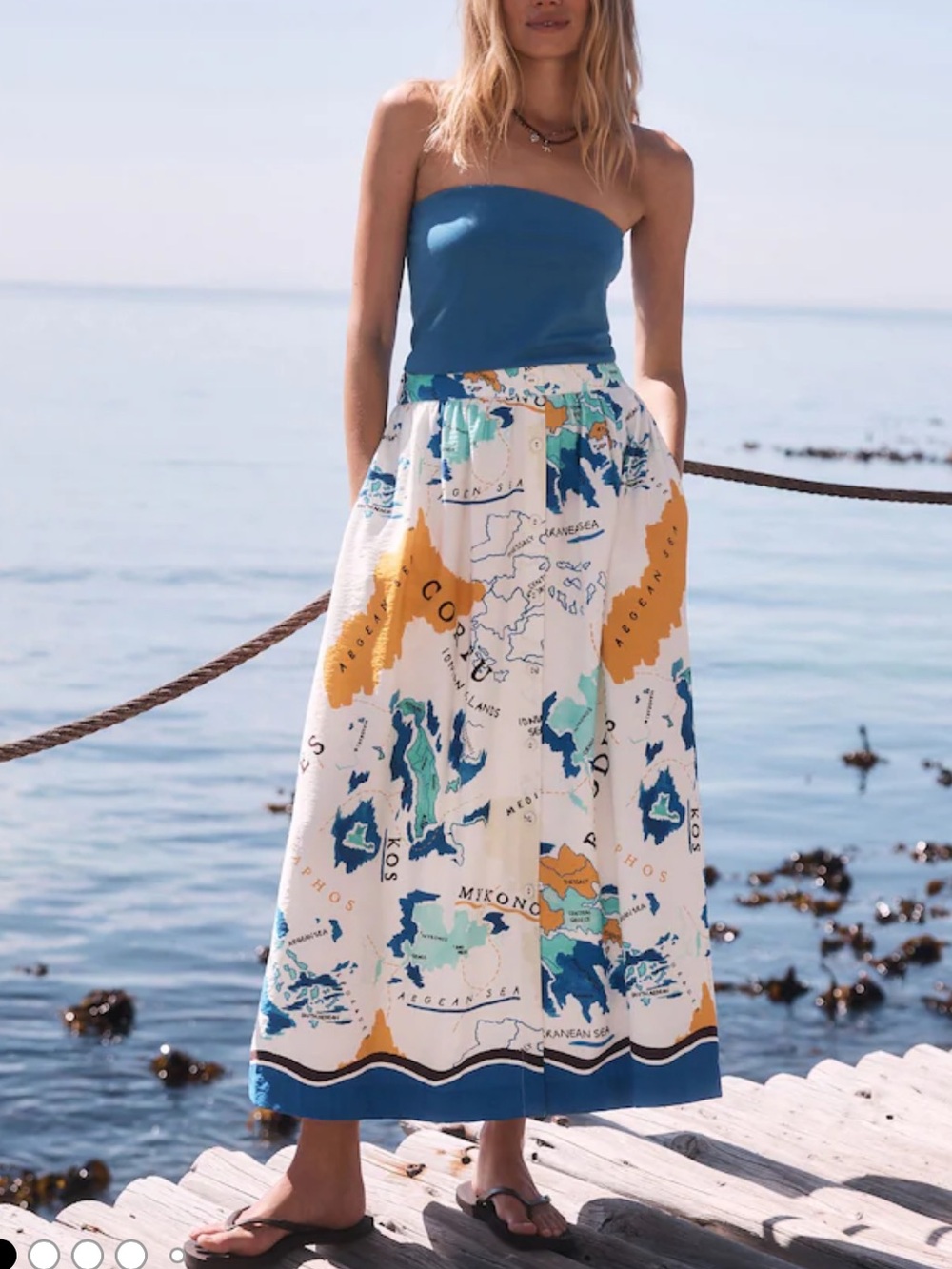 next White Maxi Skirt with Map Print